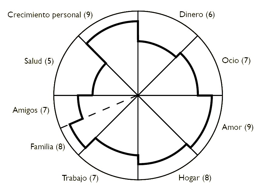 Ejemplo ejercicio Rueda de la Vida -coaching